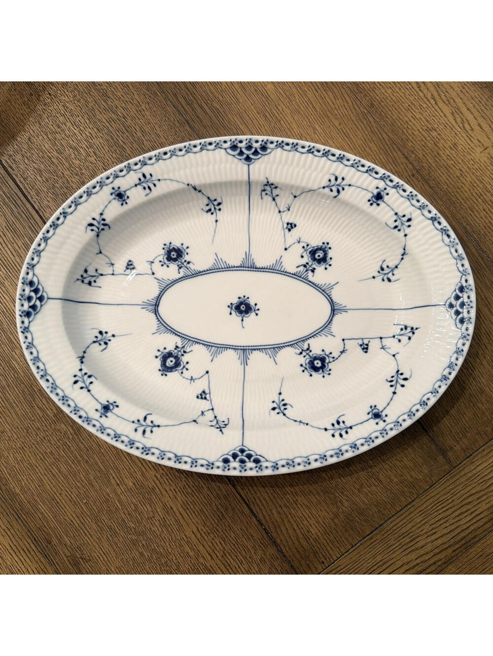 Royal Copenhagen Blue Fluted Plain Oval Serving Dish 13 1/4" Denmark Porcelain